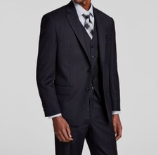 Michael Kors Mens Black Solid Wool Stretch 2-Piece Suit Jacket Pants Size 42S