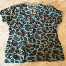 Scrub Elements Blue with Brown Leafs Scrub Top