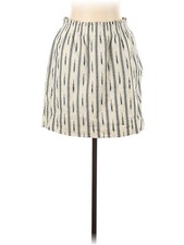 J. CREW Womens 10 Cream Black Cotton Short Skirt Elastic Waist Lined