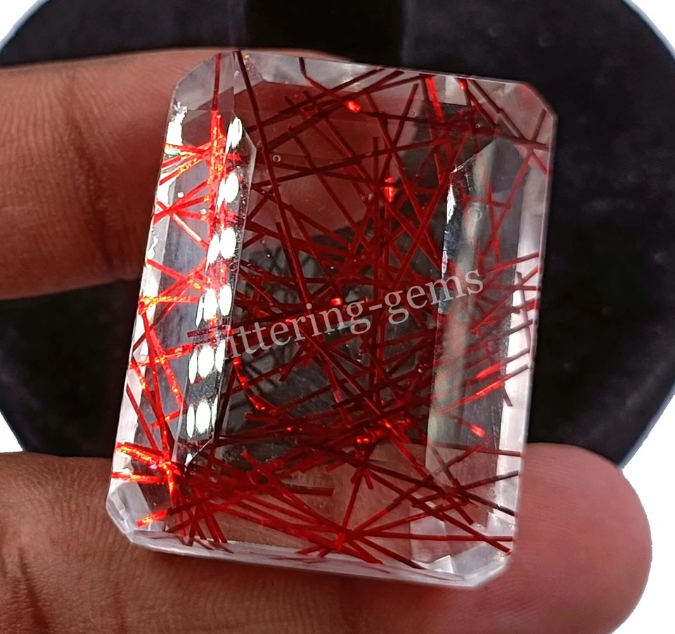 133.60 CT Rutilated Quartz Red IGL Certified Faceted Emerald Cut Gemstone NA - Image 3 of 4