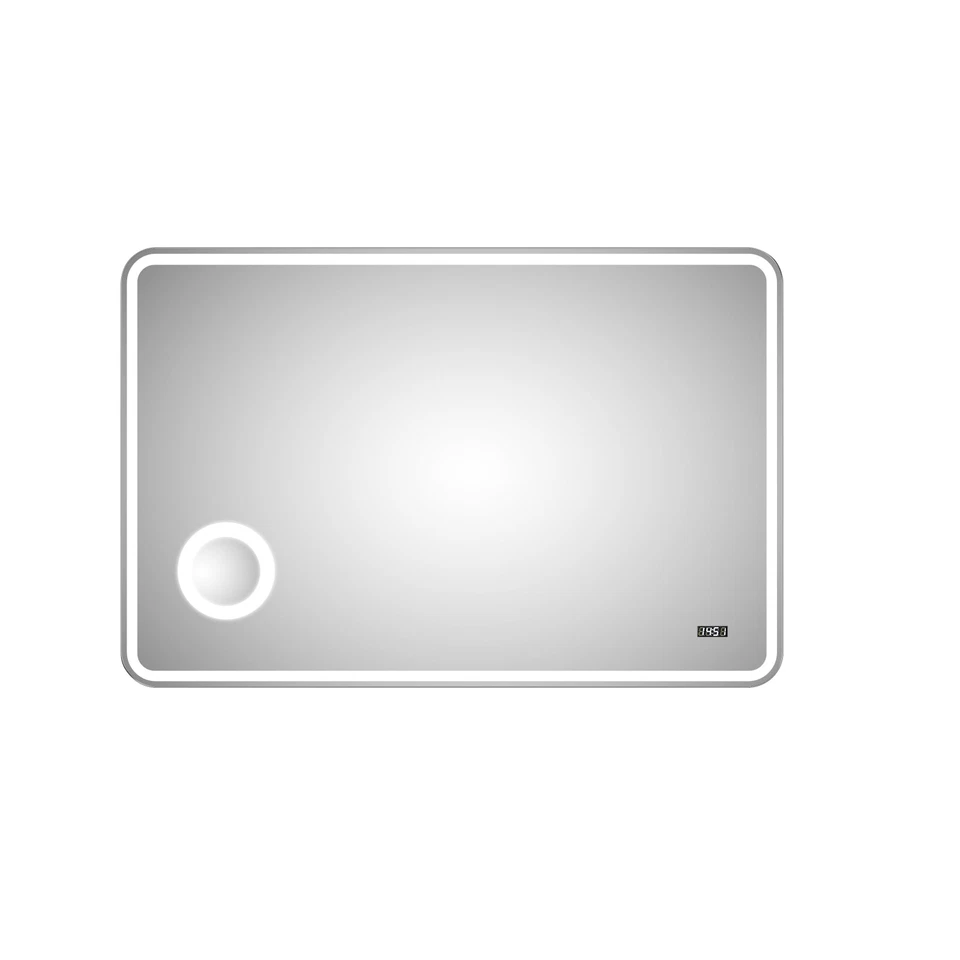 Specchio bagno rettangolare LED con orologio ingranditore e accensione a sfioro - Immagine 3 di 3