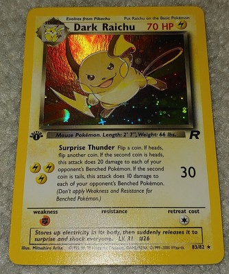 1st Edition Dark Raichu 83/82 Ultra Rare Secret Holo Foil Pokemon Card