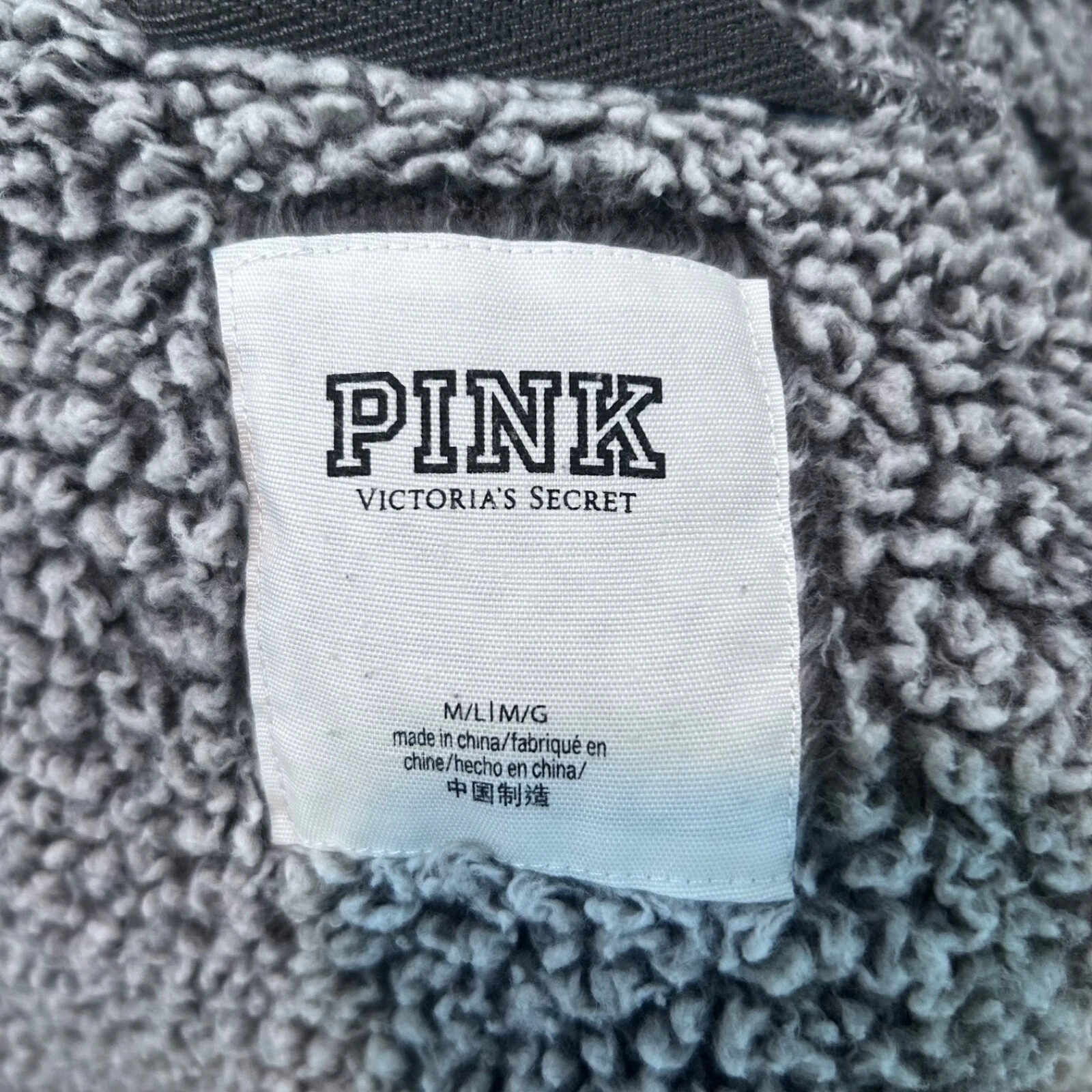 UNDERCOVER Felpa con cappuccio ROSA Victorias Secret aperta davanti sherpa pile grigio taglia M L