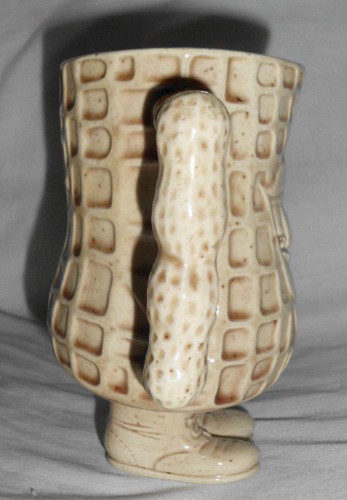 Vintage Peanut Mug With Feet Big Smile Heavy Pottery 5" X 4.5"X 2.75" Hand Craft - Picture 3 of 12