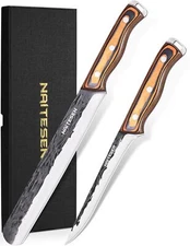 Knife Set 2, Brisket Slicing Carving Knife Boning Knife Ultra Sharp Hand Forged.