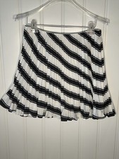Anthropologie Maeve Women's Size 10 Black White Striped Pleated Skirt
