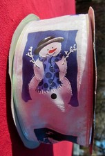 New Blue White Snowman Wired Wreath Ribbon 2 1/2 x 10 Yards More Available