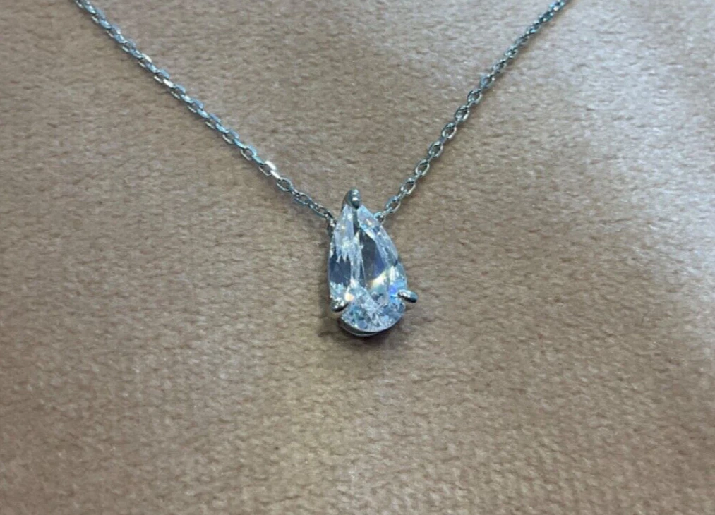 2.635 Carat Lab Diamond Pear Cut Solitaire Pendant Necklace