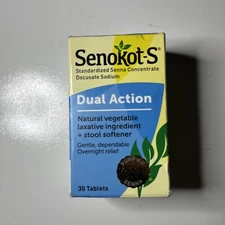 Senokot-S Dual Action Natural Vegetable Laxative 30 tabs total 12/2024