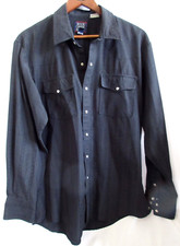 Rock Creek Ranch Black Mens Snap Button Long Sleeve Regular 16-16.5 35/36 EUC
