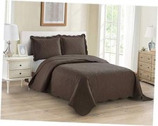 3pc King/Cal King Over Size Luxury Embossed Bedspread Set Light Weight Solid