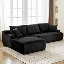 Modern Sectional Modular L-Shape Chaise Corduroy Sofa Deep Seat Cloud Couch US