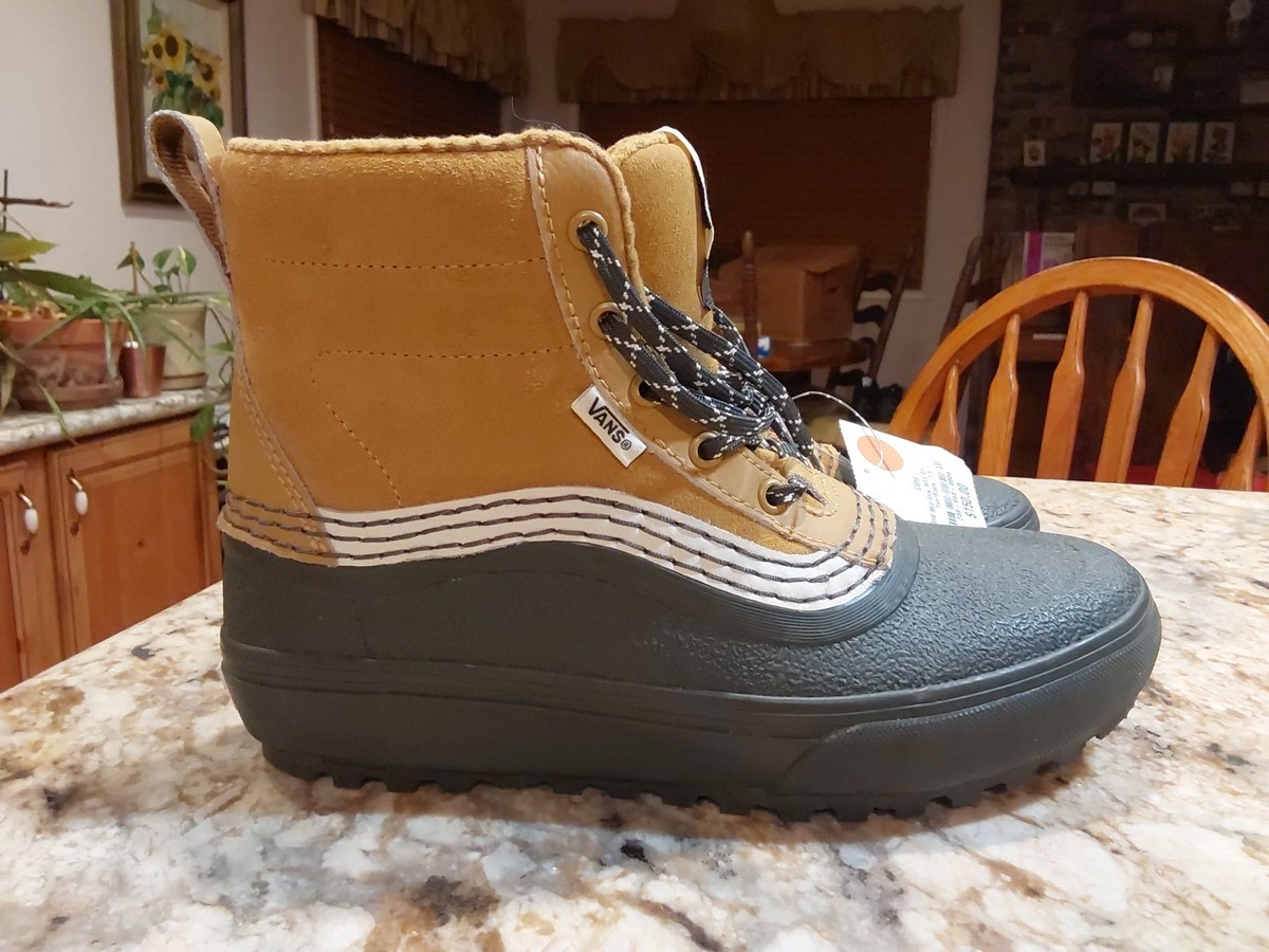 Vans Men\'s Tan and Black High-Top Boots Vans - Sk8-Hi Shoes | Black Brown (Color Block  main image 3