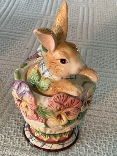 Fitz and Floyd HALCYON Sugar Bowl & Creamer Set Easter Bunny Rabbit NEW #63-404 - Picture 4 of 8