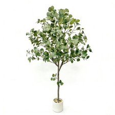 5FT Artificial Eucalyptus Tree, Lifelike Fake Floor Plant with Silver Dollar ...