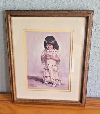 Vel Miller ''Little Fawn'' Hand Signed Print Ken Dew Gallery Framed Native
