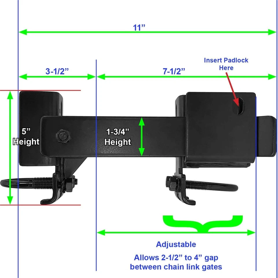 Alloy Steel Black Double Gate Latch - Fits 1-5/8" to 2" Frames Effortlessly - Image 4 of 4