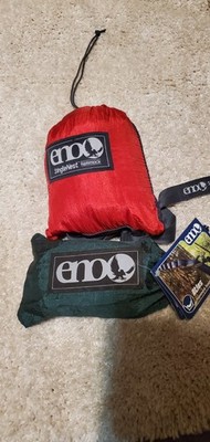 Eno SingleNest Nylon Camping Hammock Red Green w/ Atlas Suspension System