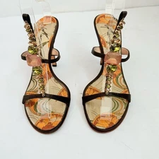 Giuseppe Zanotti Vintage Brown Orange Green Jewel high heel sandals EU 38