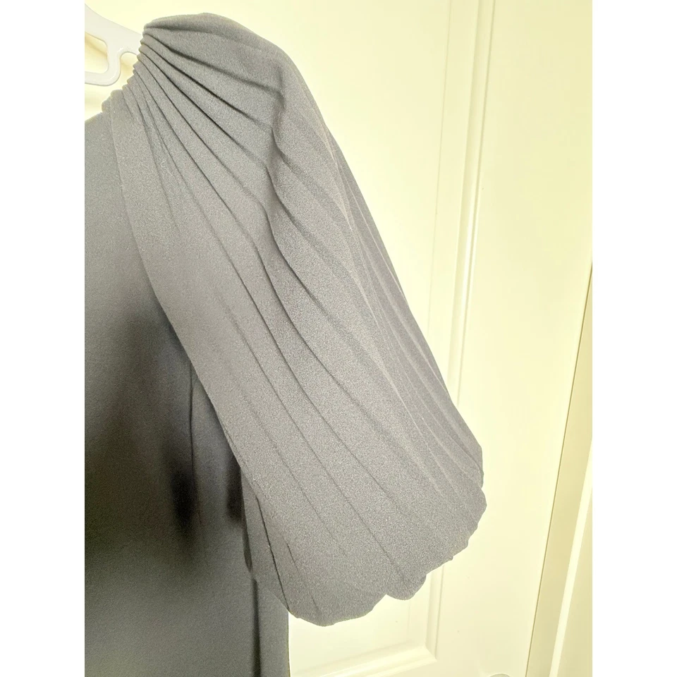 Calvin Klein Black Puff Sleeve Cocktail Dress Size 14 Statement Modern Chic - Image 3 of 4