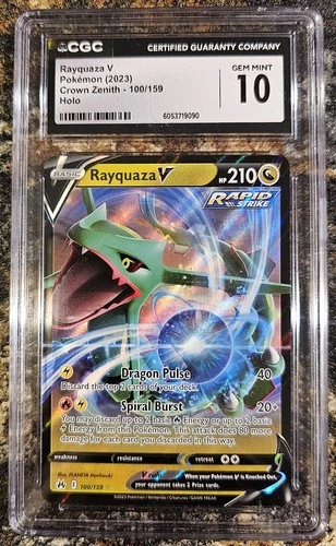 Pokemon 2023 Crown Zenith Rayquaza V 100 CGC 10 GEM MINT