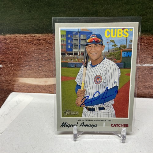 2019 Topps Heritage Minor League Real One AUTO Miguel Amaya Cubs - LIVRAISON GRATUITE - Photo 1/2