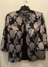 Alex Evenings Woman 2 Pc Burnout Jacket with Camisole Black and Lavender Gray 1X