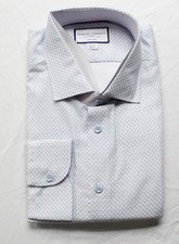 Charles Tyrwhitt Men's Mini Paisley Print Dress Shirt NN7 17 /34 Light Blue NWT