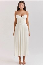 HOUSE OF CB 'Amorata' Ivory Pleated Maxi Dress NWOT size XS