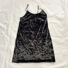Victorias Secret slip dress black crushed velvet sleeveless Small extra small