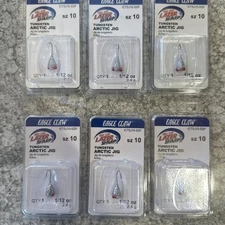 6 Packs Full Dealer Pack Eagle Claw Tungsten Arctic Ice Jigs UV Size 10 SSP