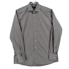 Eton Shirt Mens 17 43 Brown Stripe Contemporary Fit Dress Long Sleeve Cotton