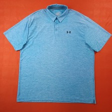 Under Armour Loose Men's XL Golf 3-Button Short Sleeve Polo Aqua Blue Shirt