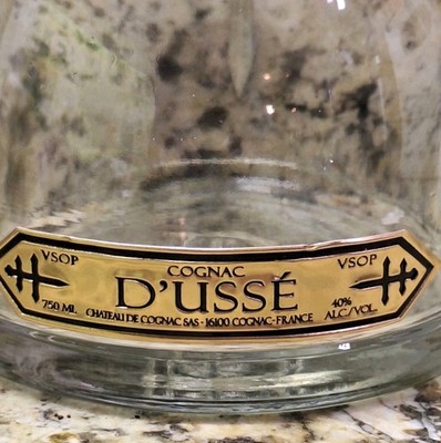 Vintage Empty D'usse VSOP Cognac Bottle 750 mL Collectible 7.5 in 