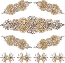9 Pack Rhinestone Crystal Wedding Applique Iron on Patch DIY Sewing Appliques fo