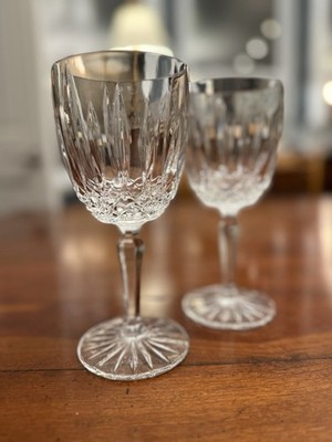 Pair of Vintage Mikasa ''Old Dublin'' Crystal Wine Glasses Goblets - Set of 2
