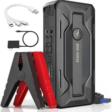 6000A Car Jump Starter Power Bank Pack Battery Booster 4USB Charger With compass
