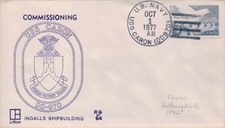 USS Caron DD 970 Commissioning Ceremony cover, ships postmark 1977