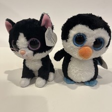 Ty Beanie Boos PEPPER the Cat (2011 TAGS) 6" & WADDLES the Penguin Original