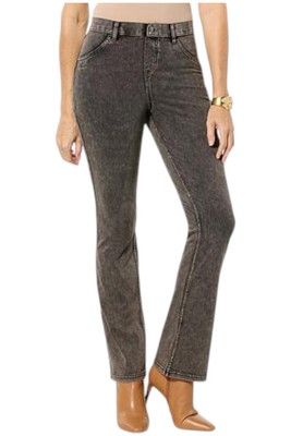 HUE Women's Baby Bootcut Denim Pant Cinnamon Acid Wash