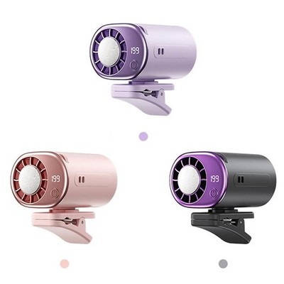 Portable Car Clip on Fan LED Display 360° Air Conditioner Mini Fan Rechargeable