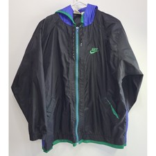 Nike Windbreaker Youth L 14/16 Black Blue Green Vintage Colorblock Hooded