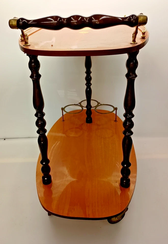 Carro de bar de latón de marquetería italiana de colección raro carro de bebidas - solo recogida local Foto 2 de 4