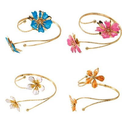 Unique Layered Floral Bracelet Adjustable To Fit Different Wrist Sizes