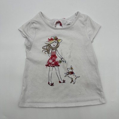 Max Studio Kids T-Shirt Girls M 7/8 White Graphic Print  #29230