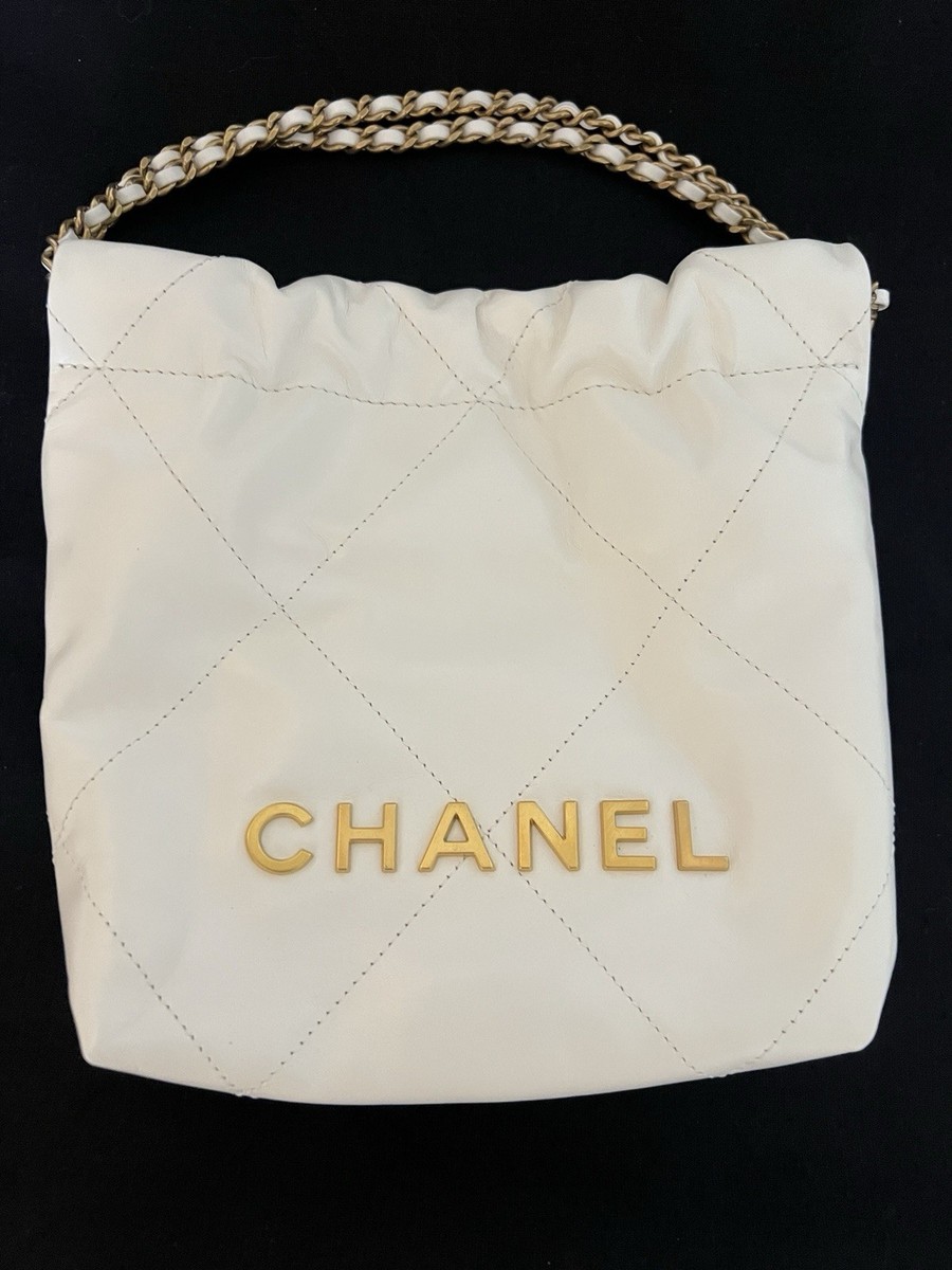 CHANEL 22 Mini Hobo Bag White Leather Authentic | eBay