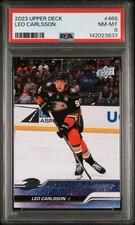 2023-24 Upper Deck #468 Leo Carlsson PSA 8 RC Rookie Anaheim Ducks