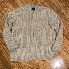 Vintage Leroy Knitwear Women's Boucle Knitted Mock Neck Front Cardigan X-Large