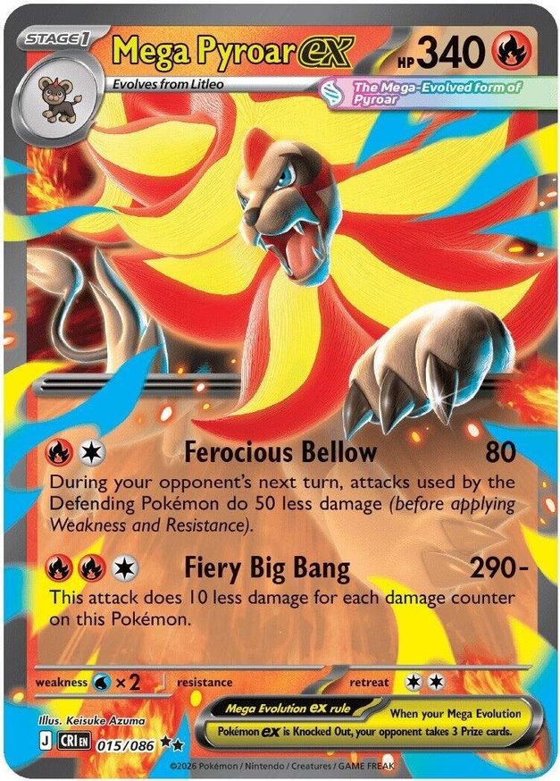 Pokemon Mega Pyroar ex (15/126) Chaos Rising NM HOLO