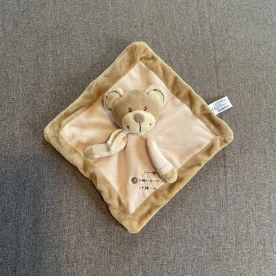 🇫🇷 Doudou Ours Marron Écharpe Blanc Carré Rose Beige Étoiles NICOTOY - Photo 1/4